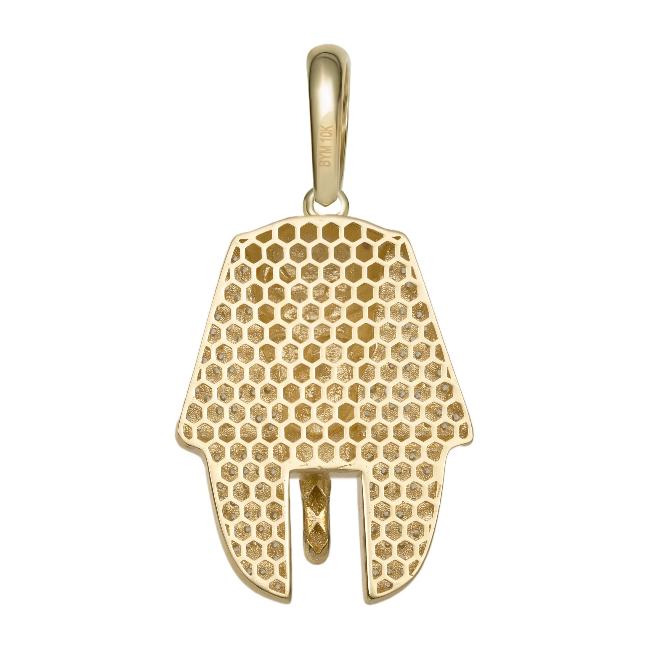 1 3/4" CZ Pharaoh Egyptian King Pendant 10K Yellow Gold