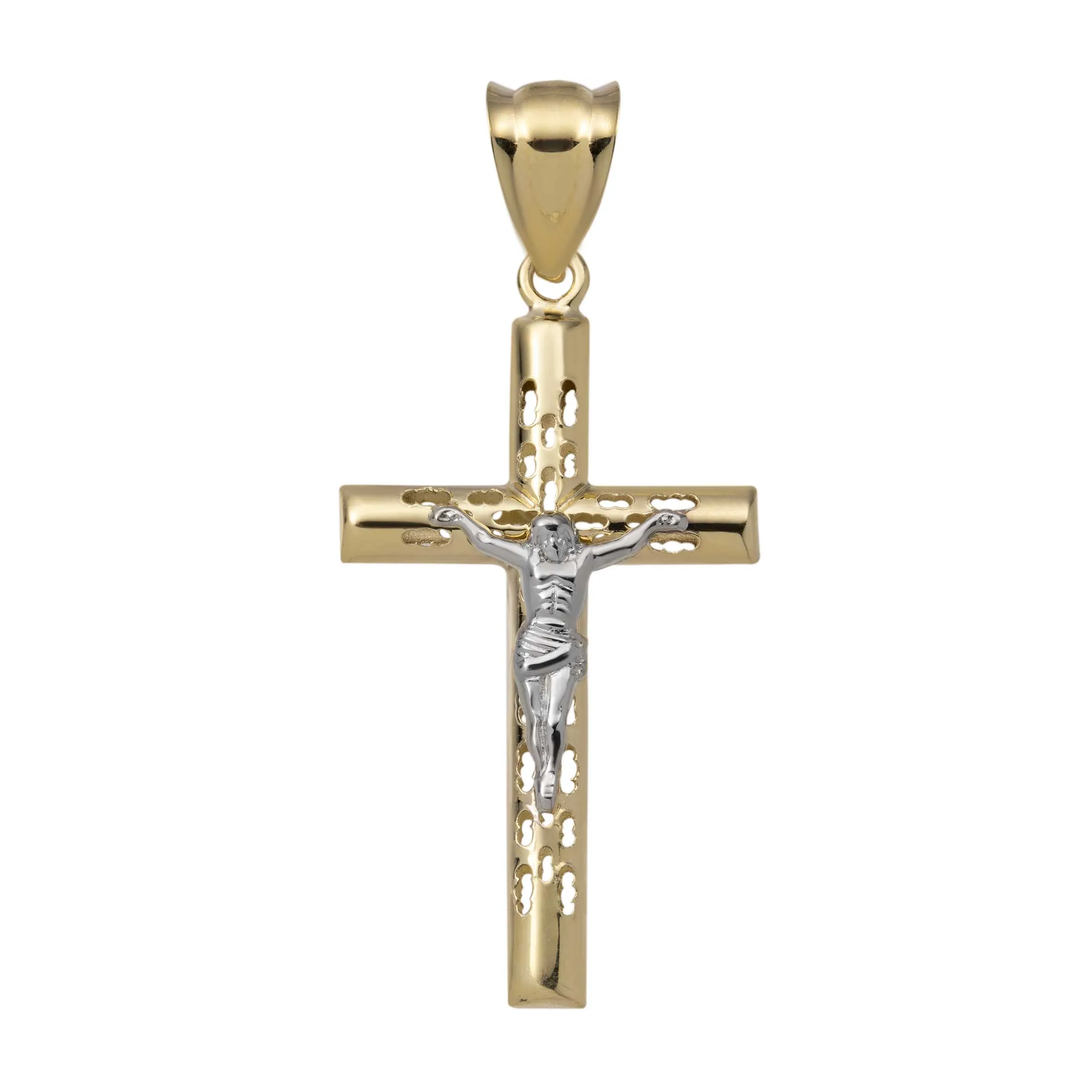 1 3/4" Filigree Jesus Christ Crucifix Cross Pendant 10K Yellow Gold