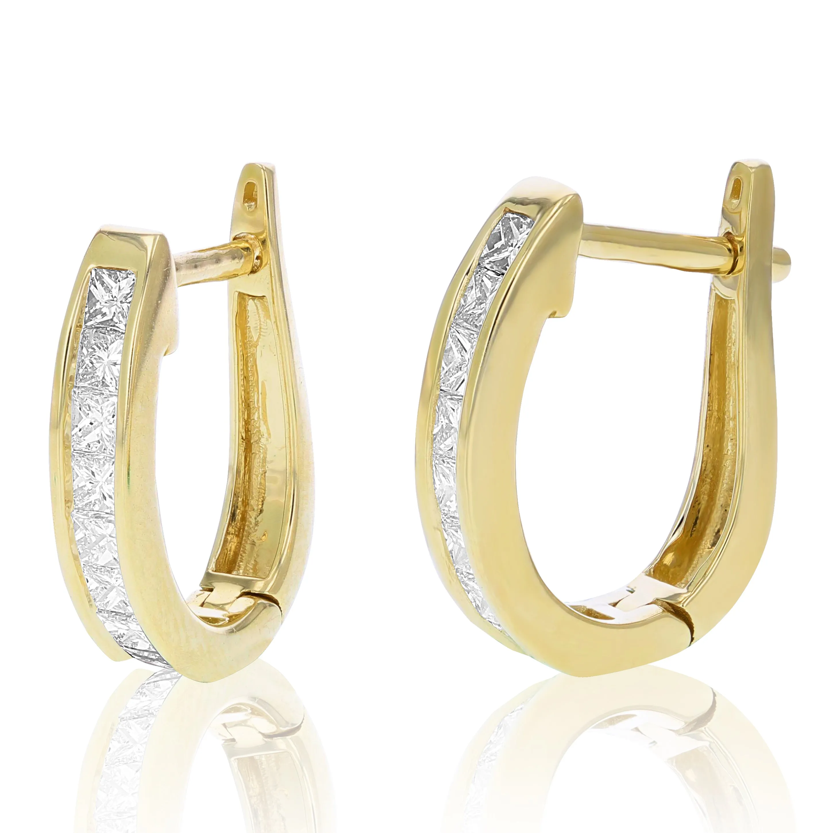 1 cttw Princess Diamond Hoop Earrings in 14K Gold