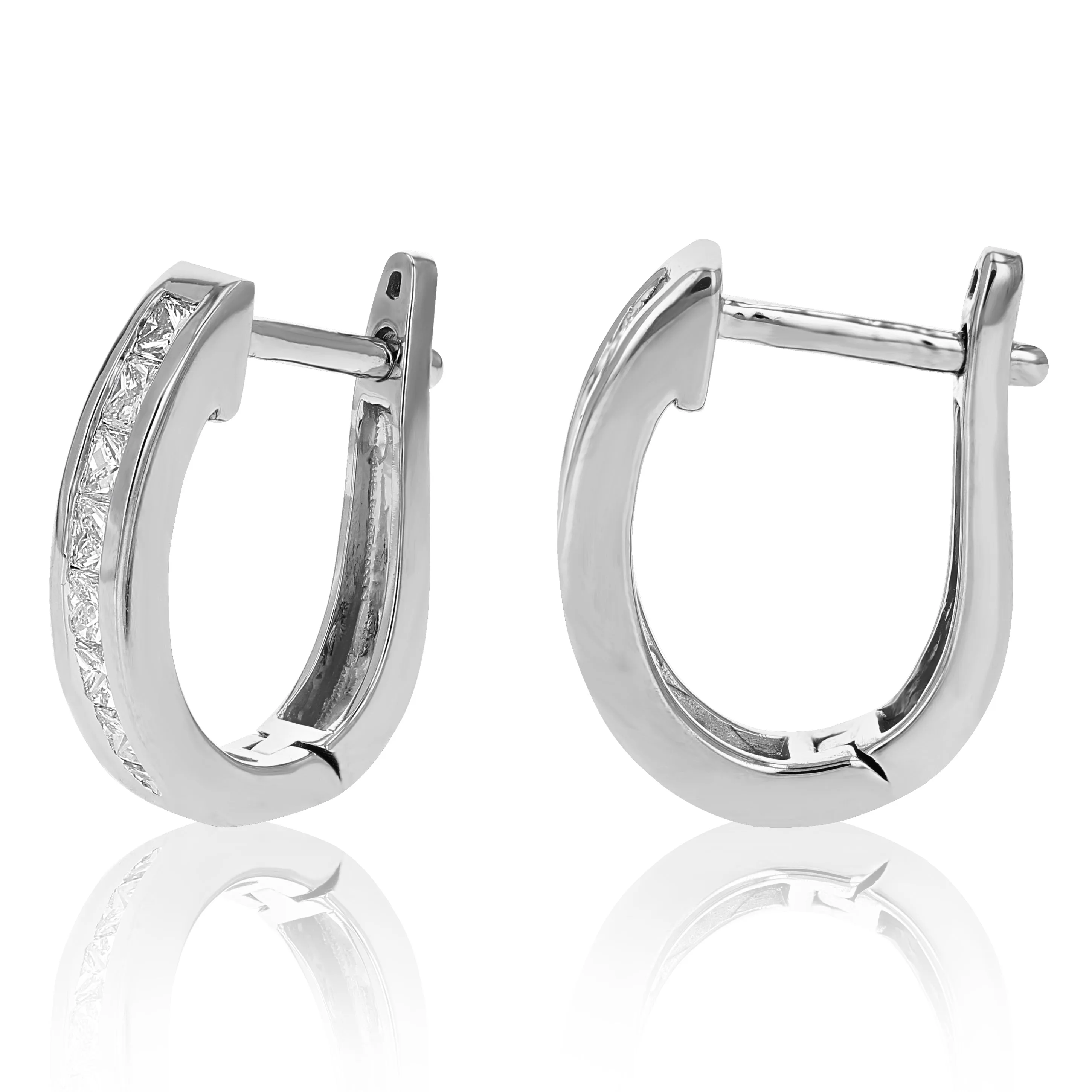 1 cttw Princess Diamond Hoop Earrings in 14K Gold