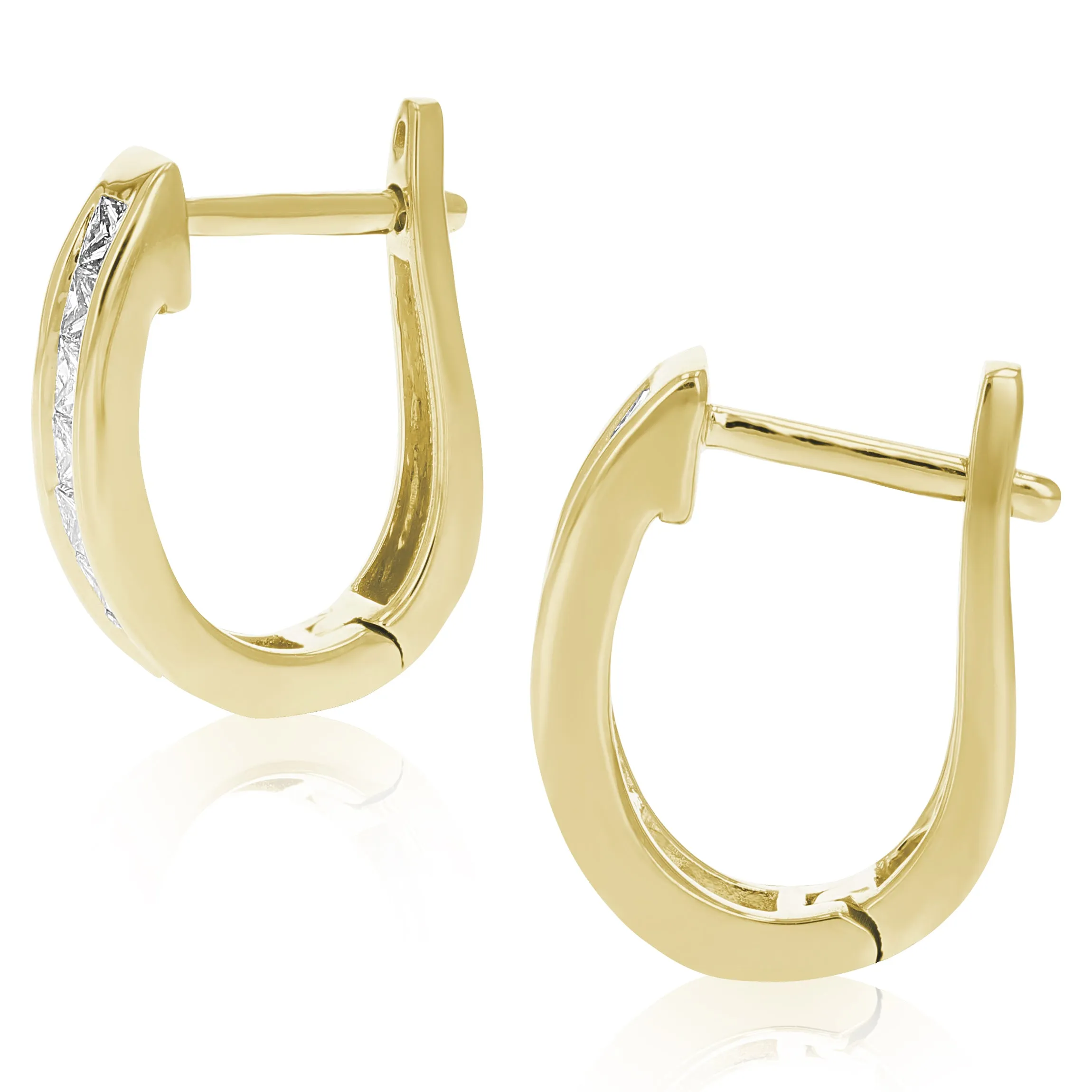 1 cttw Princess Diamond Hoop Earrings in 14K Gold