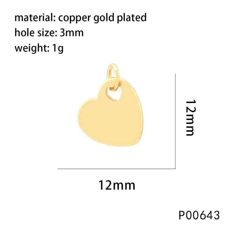 1 Piece 13 * 16mm 15 * 18mm 22 * 27mm Copper Zircon 18K Gold Plated Heart Shape Polished Pendant