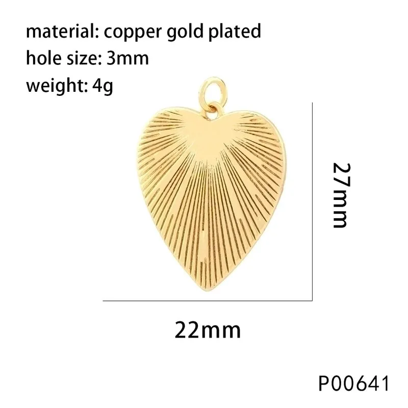 1 Piece 13 * 16mm 15 * 18mm 22 * 27mm Copper Zircon 18K Gold Plated Heart Shape Polished Pendant