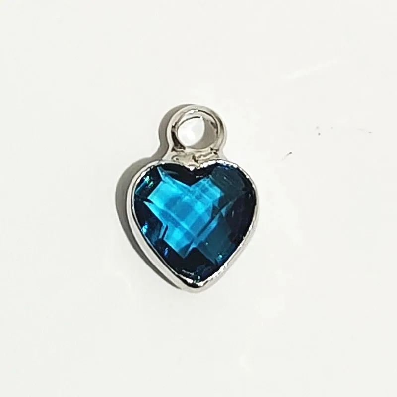 1 Piece 7 * 9mm Copper Glass Birthstone Heart Shape Pendant