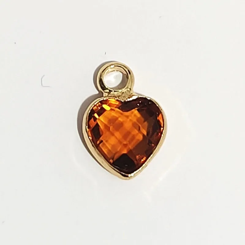 1 Piece 7 * 9mm Copper Glass Birthstone Heart Shape Pendant