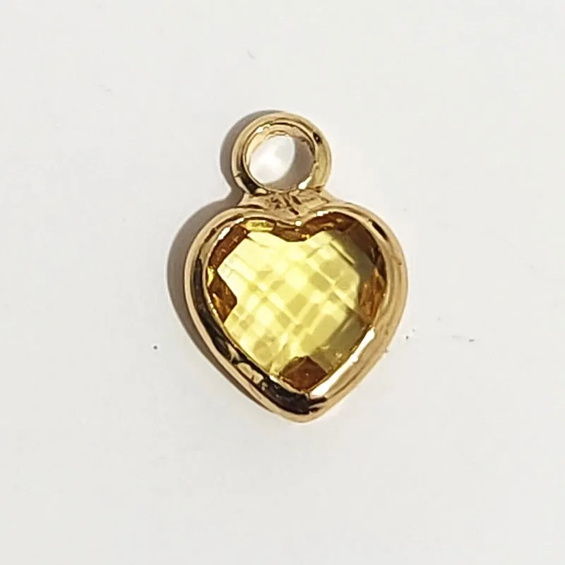 1 Piece 7 * 9mm Copper Glass Birthstone Heart Shape Pendant