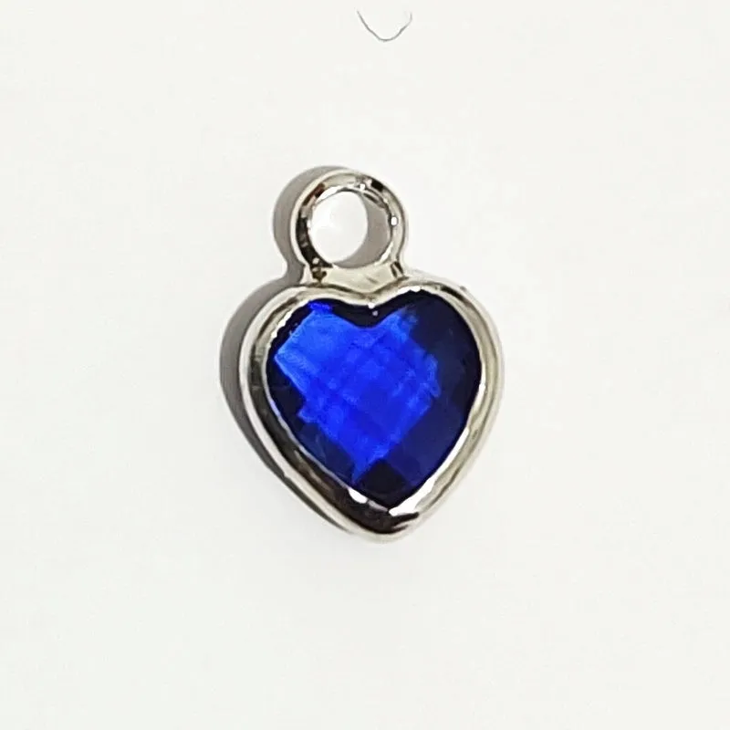 1 Piece 7 * 9mm Copper Glass Birthstone Heart Shape Pendant