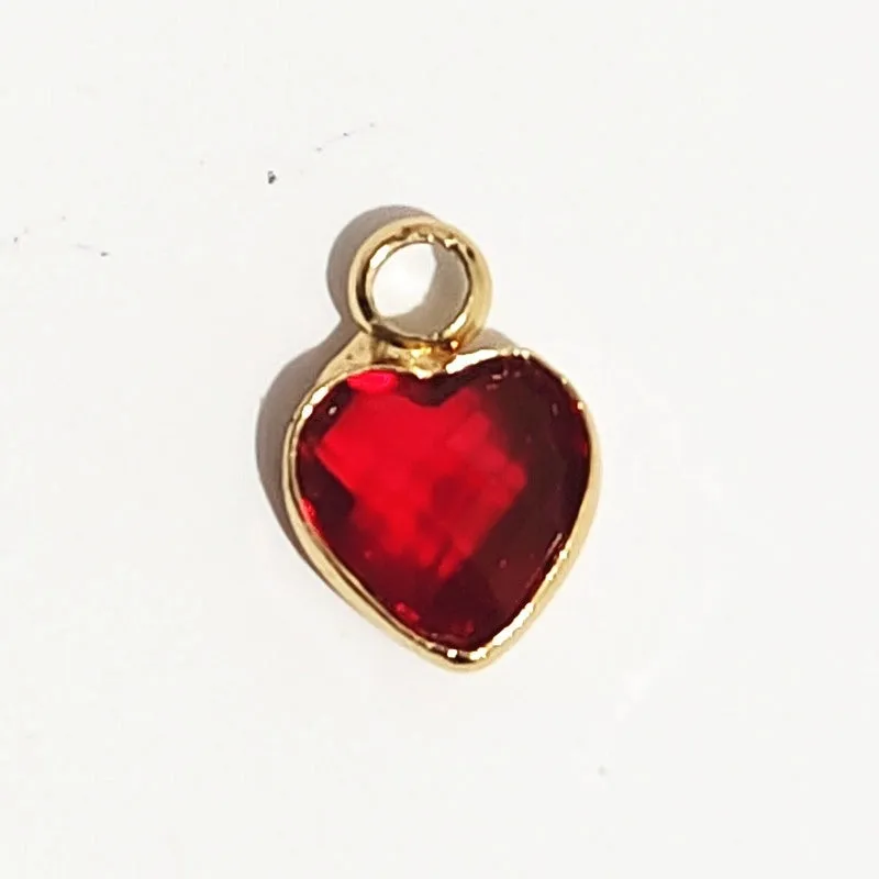 1 Piece 7 * 9mm Copper Glass Birthstone Heart Shape Pendant