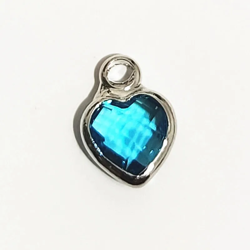 1 Piece 7 * 9mm Copper Glass Birthstone Heart Shape Pendant