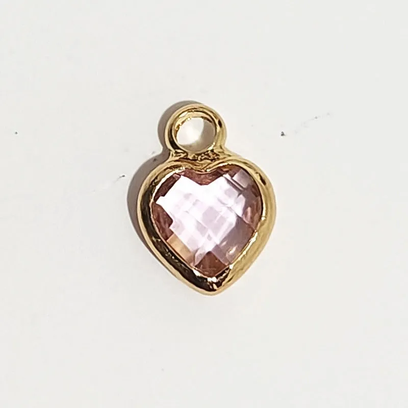 1 Piece 7 * 9mm Copper Glass Birthstone Heart Shape Pendant