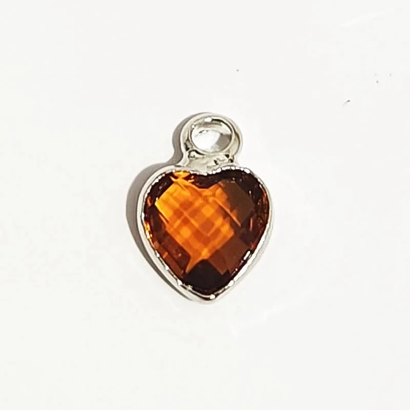 1 Piece 7 * 9mm Copper Glass Birthstone Heart Shape Pendant