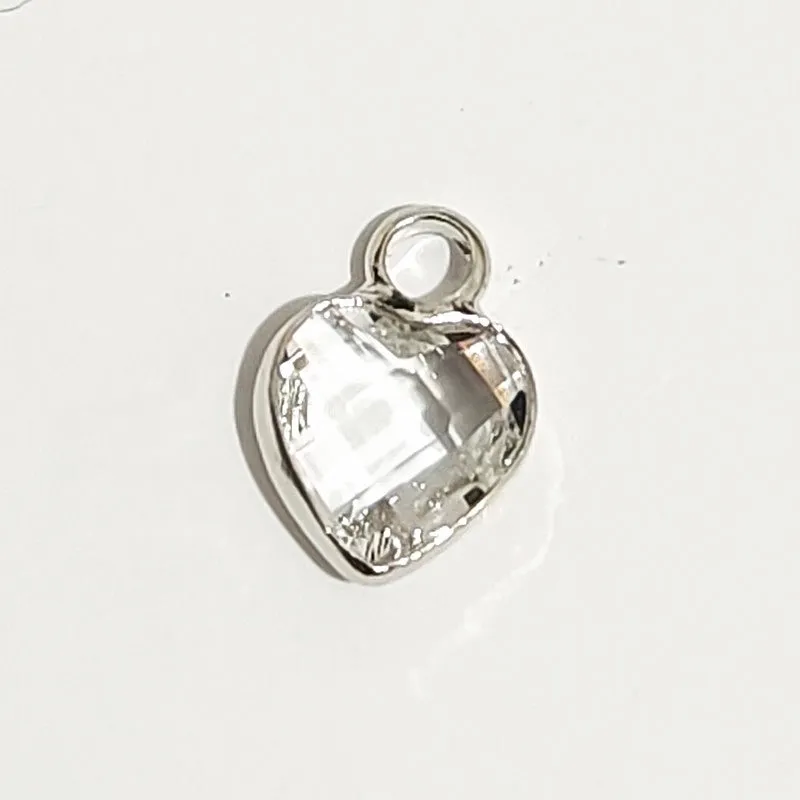 1 Piece 7 * 9mm Copper Glass Birthstone Heart Shape Pendant