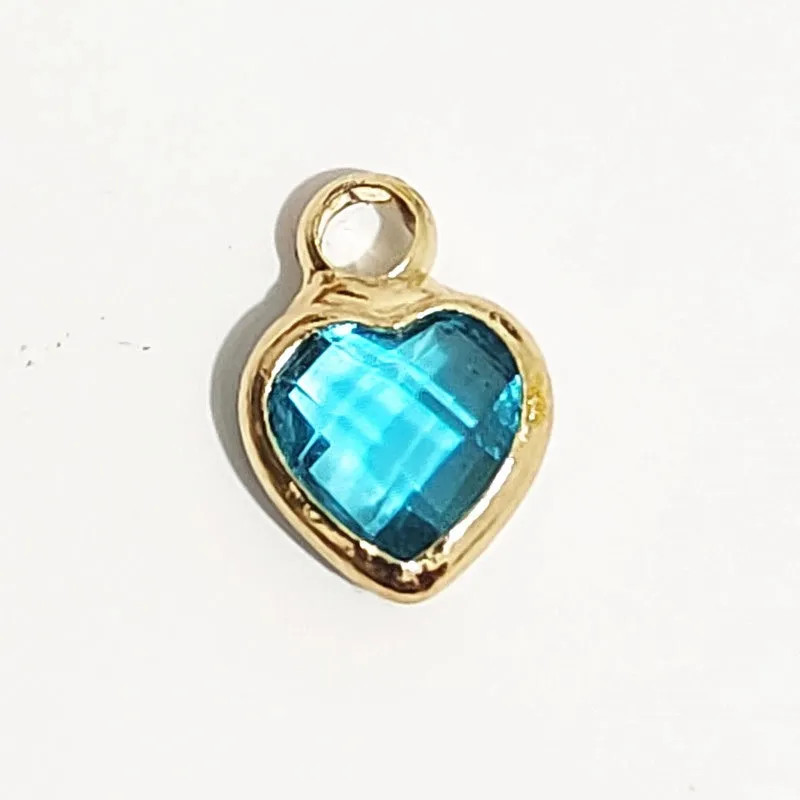 1 Piece 7 * 9mm Copper Glass Birthstone Heart Shape Pendant