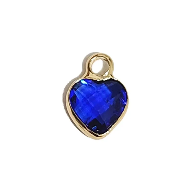 1 Piece 7 * 9mm Copper Glass Birthstone Heart Shape Pendant