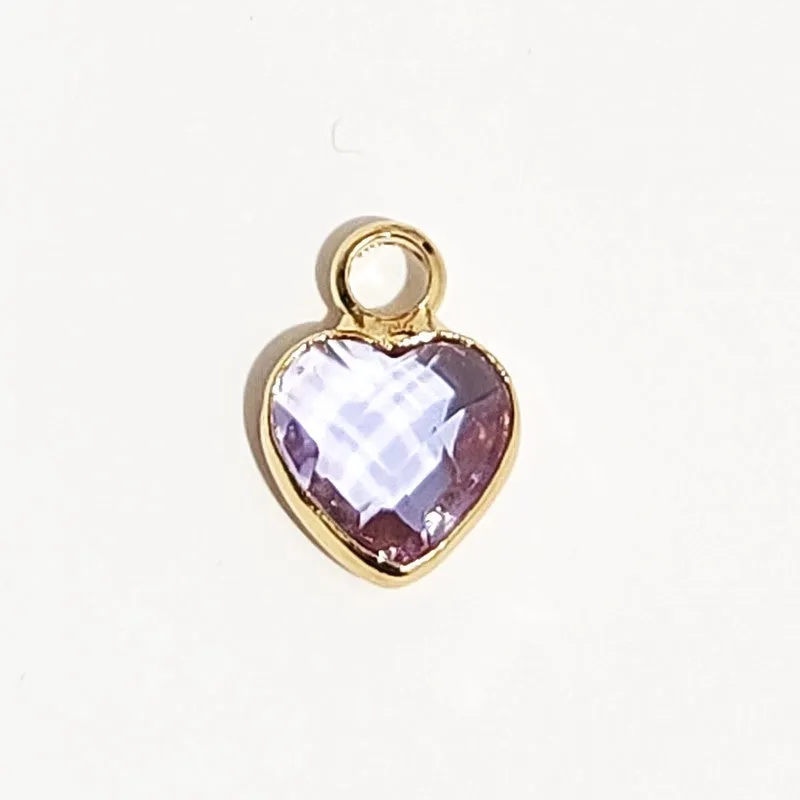 1 Piece 7 * 9mm Copper Glass Birthstone Heart Shape Pendant