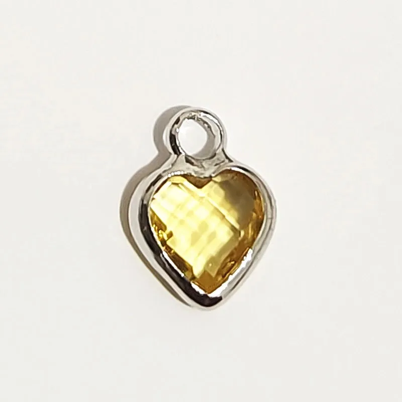 1 Piece 7 * 9mm Copper Glass Birthstone Heart Shape Pendant