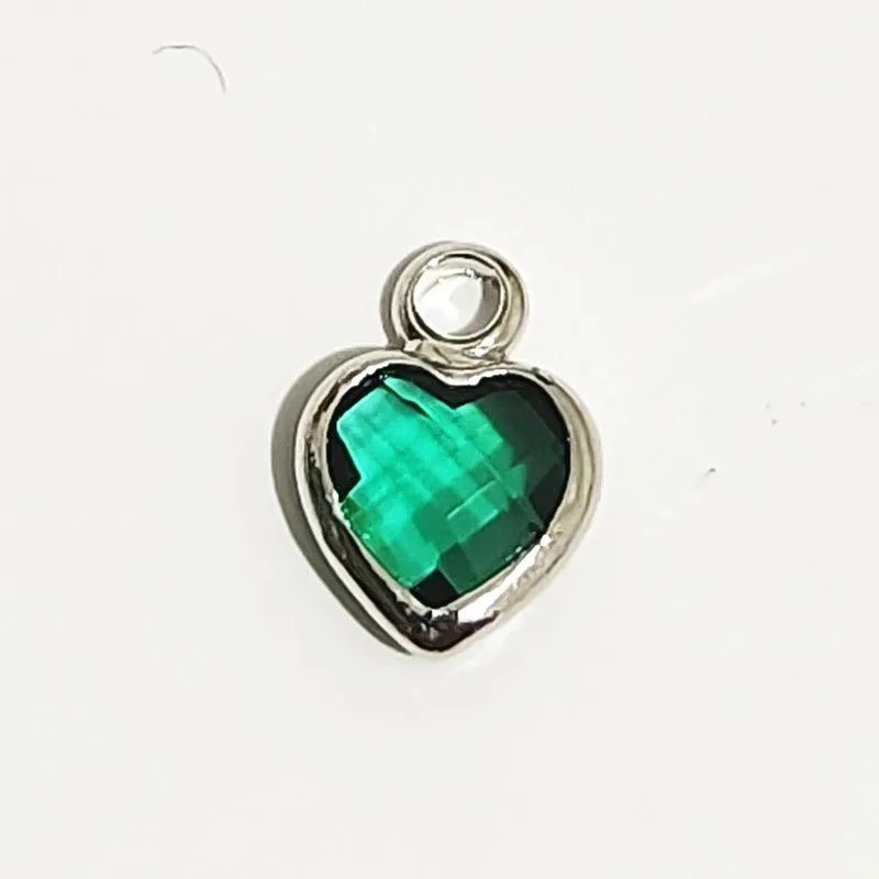 1 Piece 7 * 9mm Copper Glass Birthstone Heart Shape Pendant