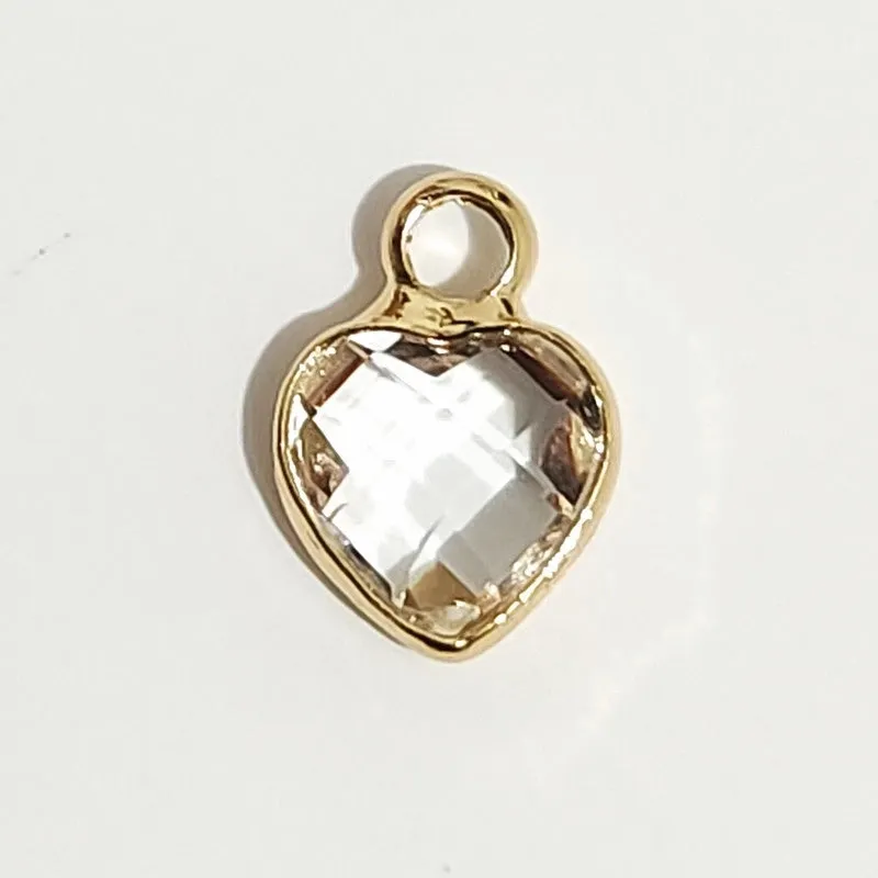 1 Piece 7 * 9mm Copper Glass Birthstone Heart Shape Pendant