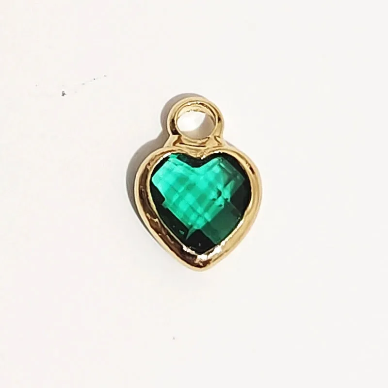 1 Piece 7 * 9mm Copper Glass Birthstone Heart Shape Pendant