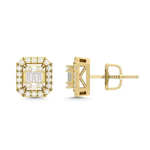 10 Karat Yellow Gold 0.25 Carat Diamond Cushion Earrings