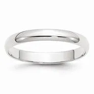 10k White Gold 3mm Lightweight Half Round Wedding Band Ring