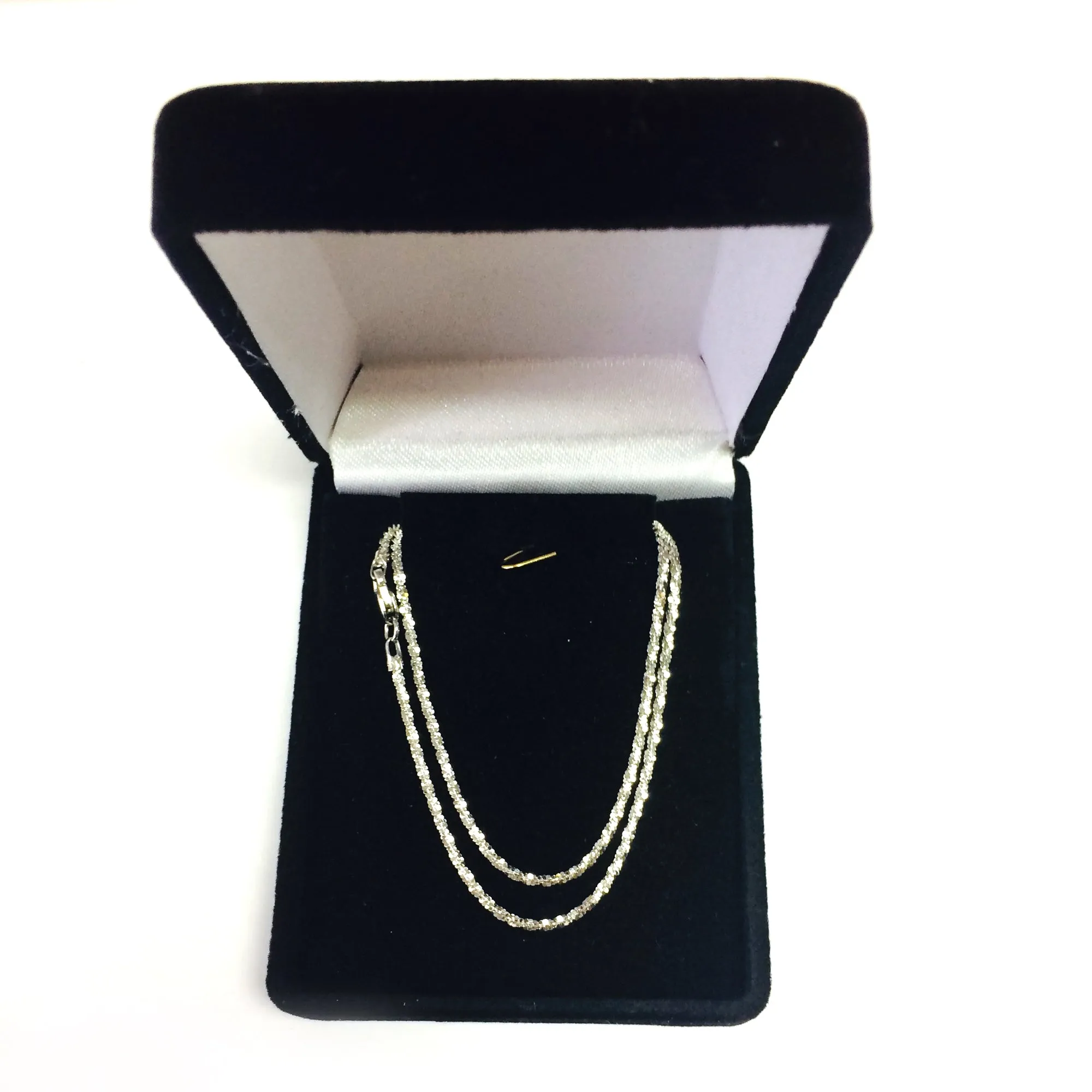 10k White Gold Sparkle Chain Necklace, 1.5mm