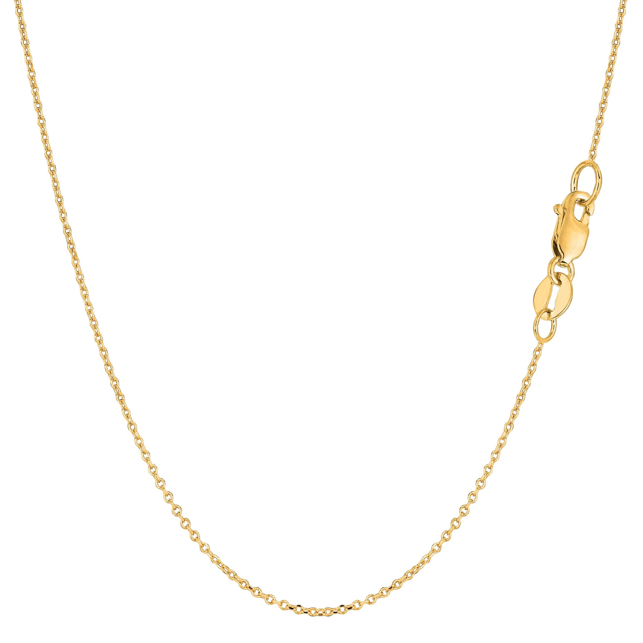 10k Yellow Gold Cable Link Chain Necklace, 1mm, 18"