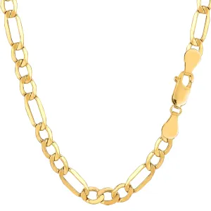 10k Yellow Gold Hollow Figaro Chain Necklace, 5.4mm