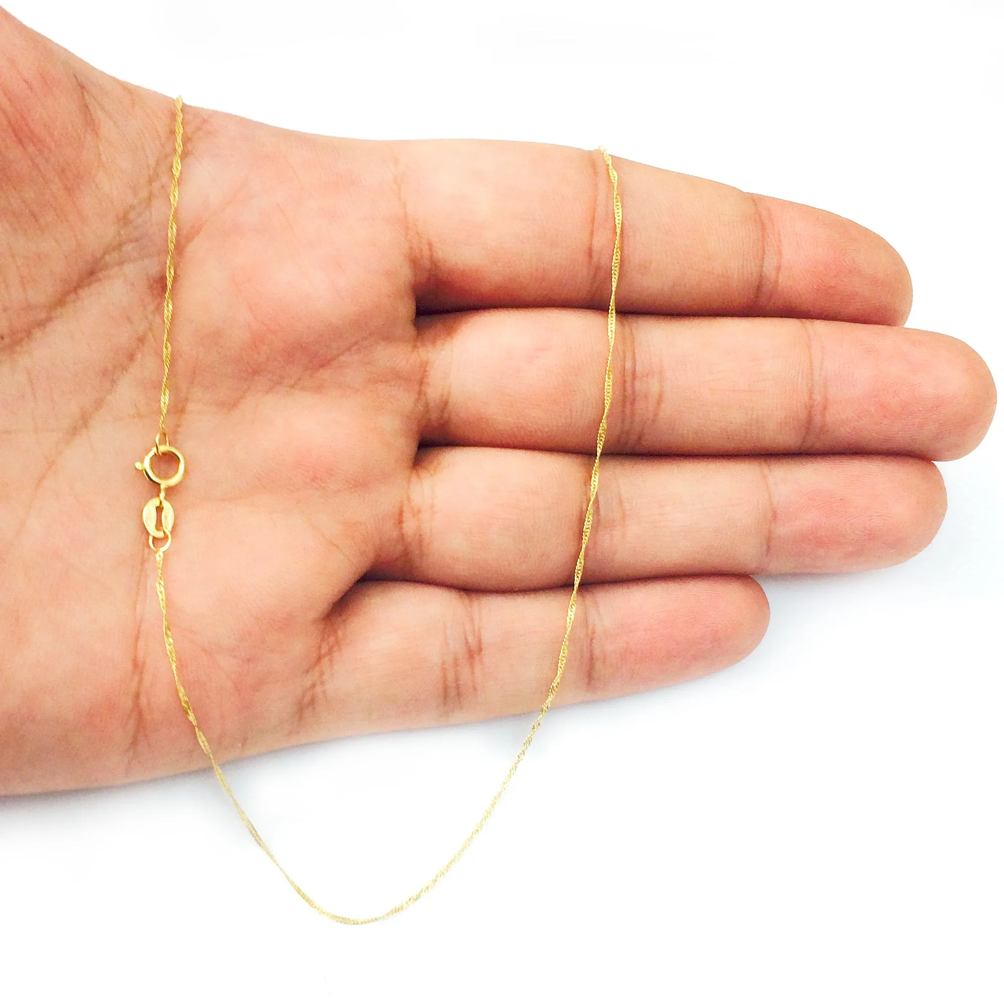 10k Yellow Gold Singapore Chain Necklace, 0.8mm