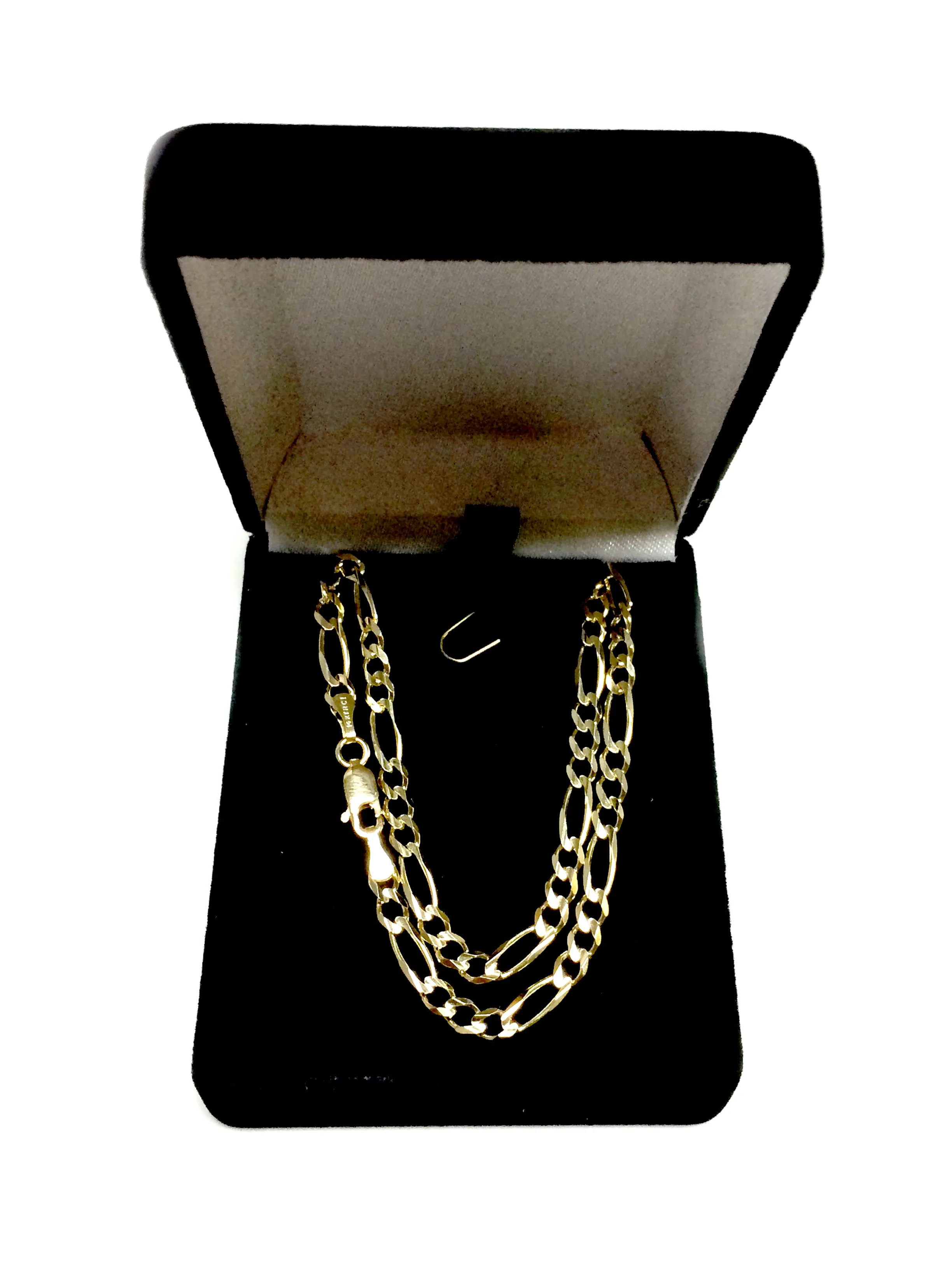 10k Yellow Solid Gold Figaro Chain Necklace, 4.0mm