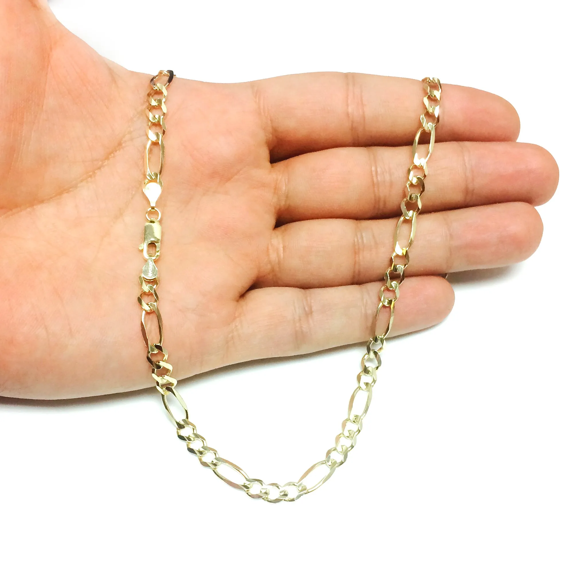 10k Yellow Solid Gold Figaro Chain Necklace, 6.0mm