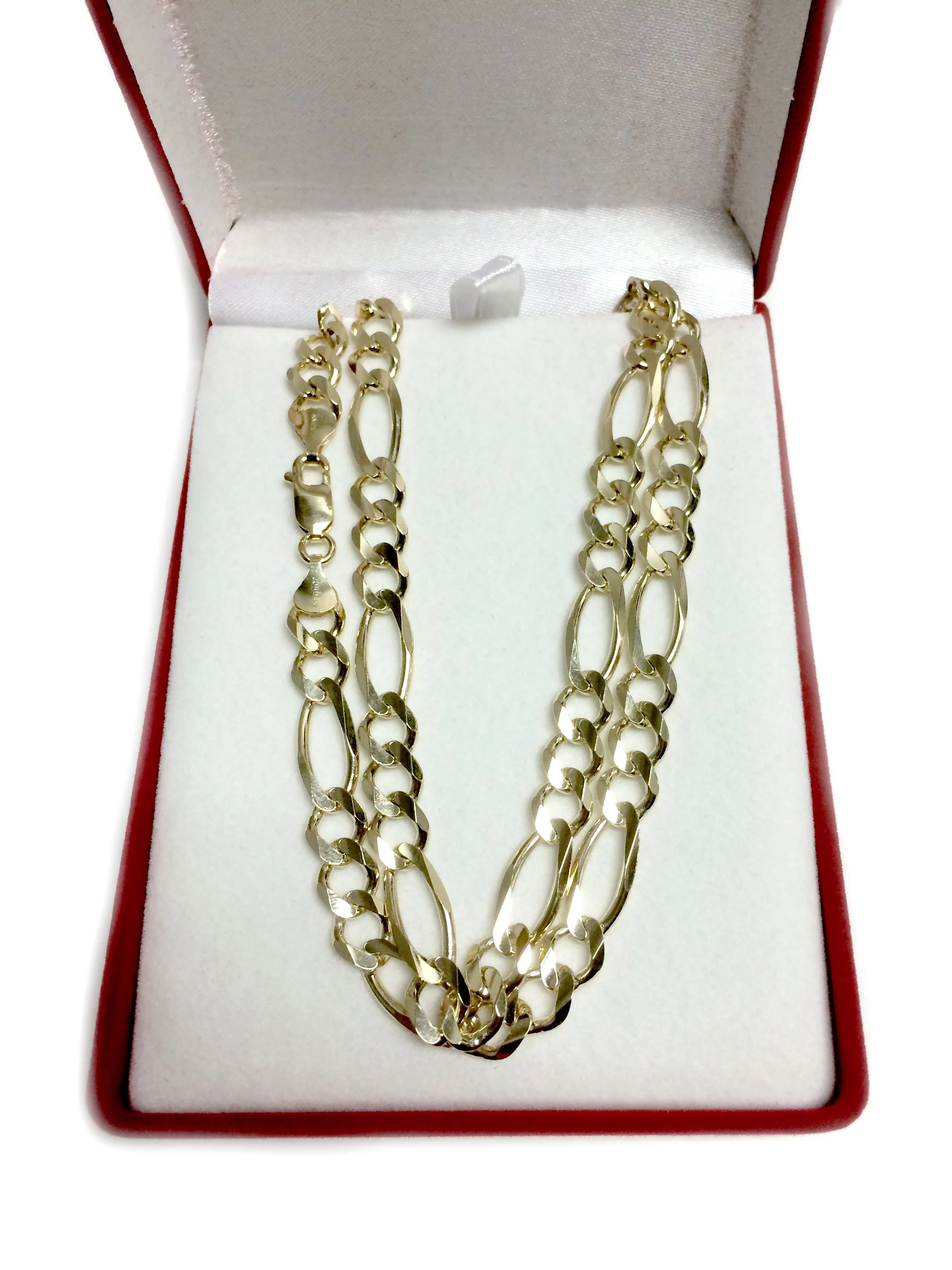 10k Yellow Solid Gold Figaro Chain Necklace, 8.3mm