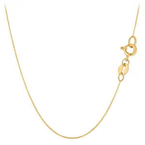 10k Yellow Solid Gold Mirror Box Chain Necklace, 0.6mm