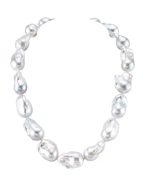 13-16mm White Baroque Freshwater Pearl Necklace - AAA Quality