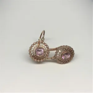 14 Karat Rose Gold, Morganite And Diamond Earrings