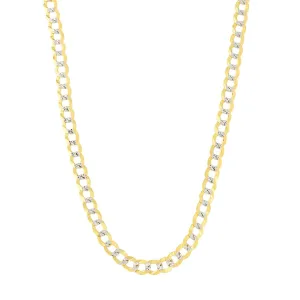 14k 2 Tone Yellow And White Gold Curb Chain Necklace, 3.6mm