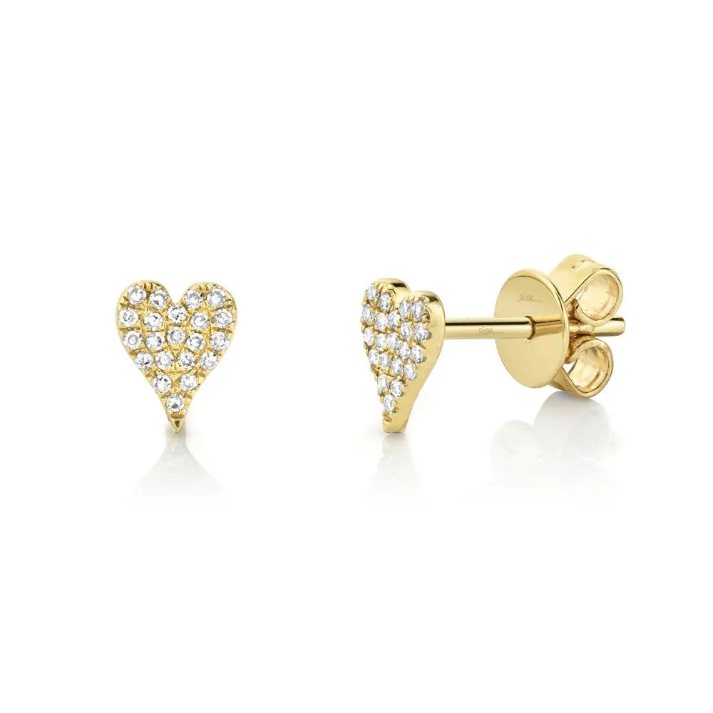 14k Rose Gold Diamond Heart Stud Earrings