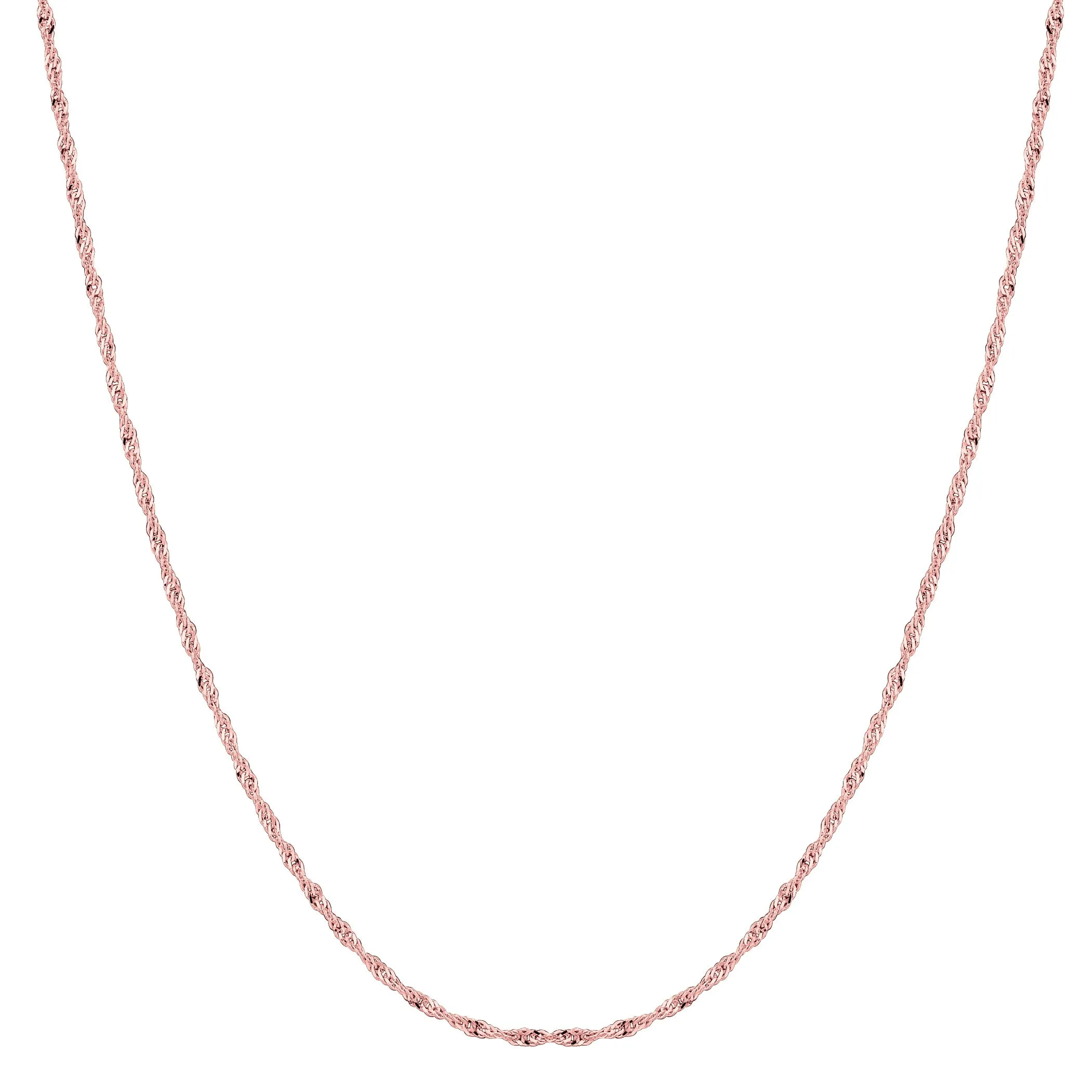 14k Rose Gold Singapore Chain Necklace, 1.0mm