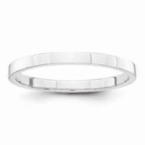 14k White Gold 2mm Flat Wedding Band Ring