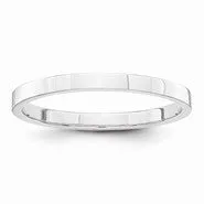 14k White Gold 2mm Flat Wedding Band Ring