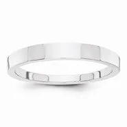 14k White Gold 3mm Tapered Polished Wedding Band Ring