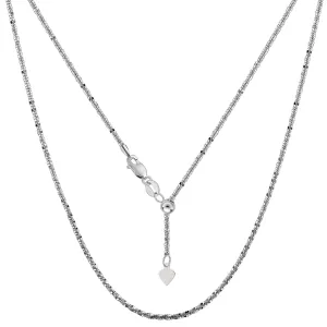 14k White Gold Adjustable Sparkle Chain Necklace, 1.5mm, 22"