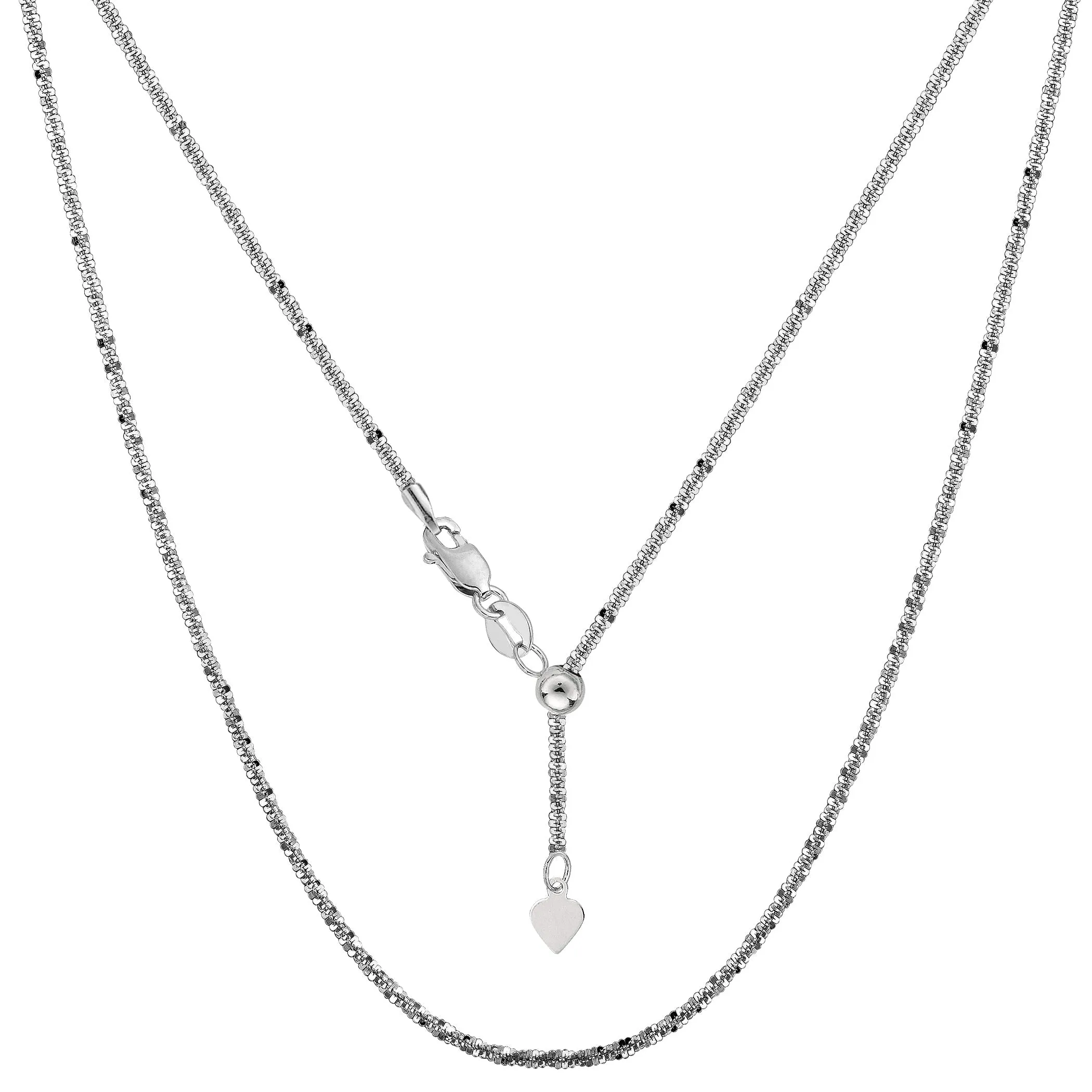 14k White Gold Adjustable Sparkle Chain Necklace, 1.5mm, 22"