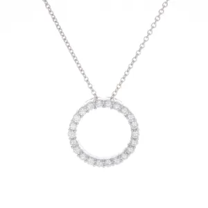 14k White Gold Diamond Circle Pendant