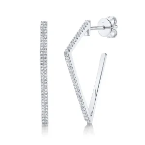 14k White Gold Diamond Geometric Earrings