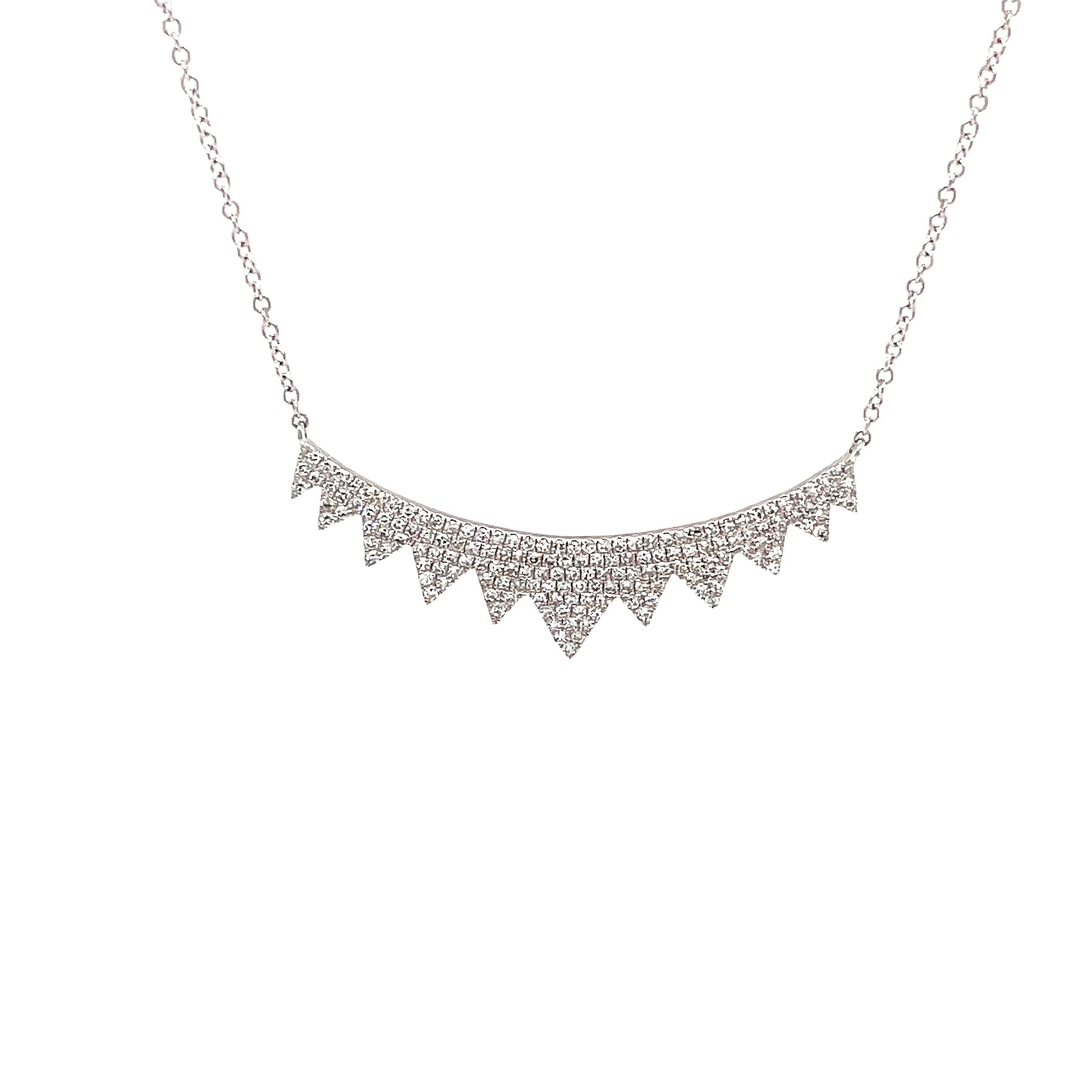 14k White Gold Diamond Peaks Necklace