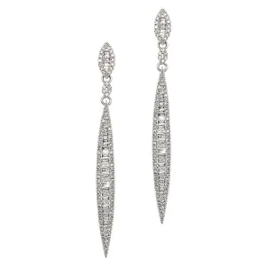 14k White Gold Diamond Stick Earrings