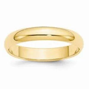 14k Yellow Gold 4mm Half-Round Wedding Band Ring