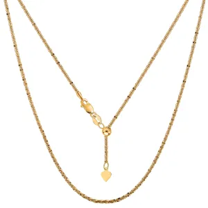 14k Yellow Gold Adjustable Sparkle Chain Necklace, 1.5mm, 22"