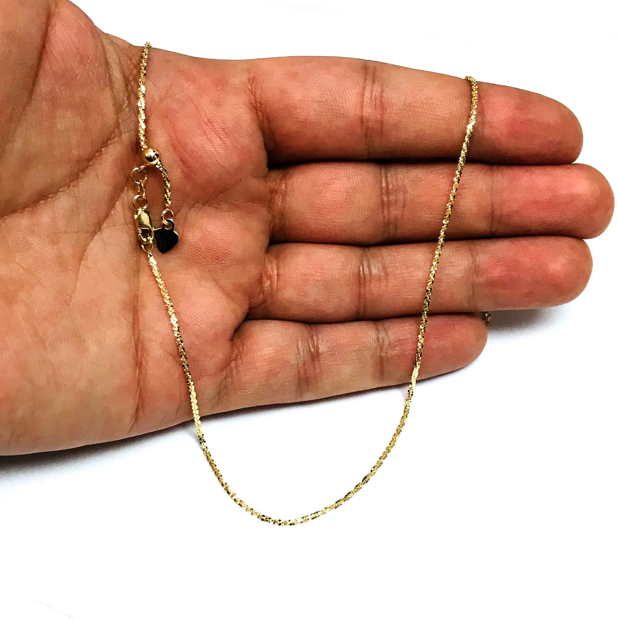 14k Yellow Gold Adjustable Sparkle Chain Necklace, 1.5mm, 22"